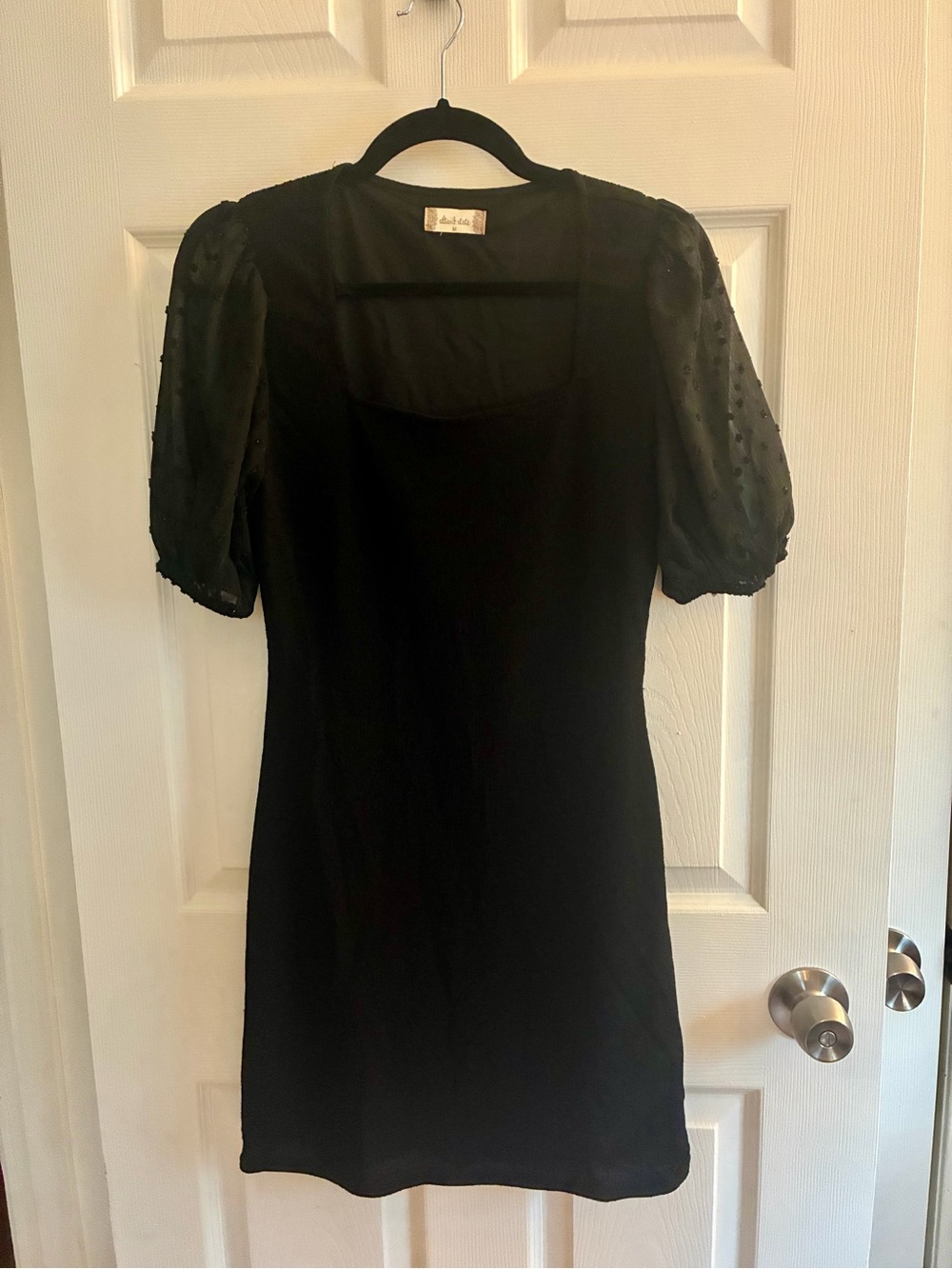 Altar'd State Black Puff Sleeve Square Neck Dress